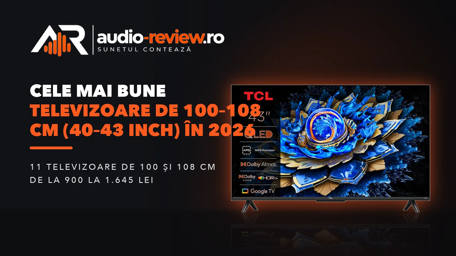 Cele mai bune televizoare de 100–108 cm (40–43 inch) în 2026